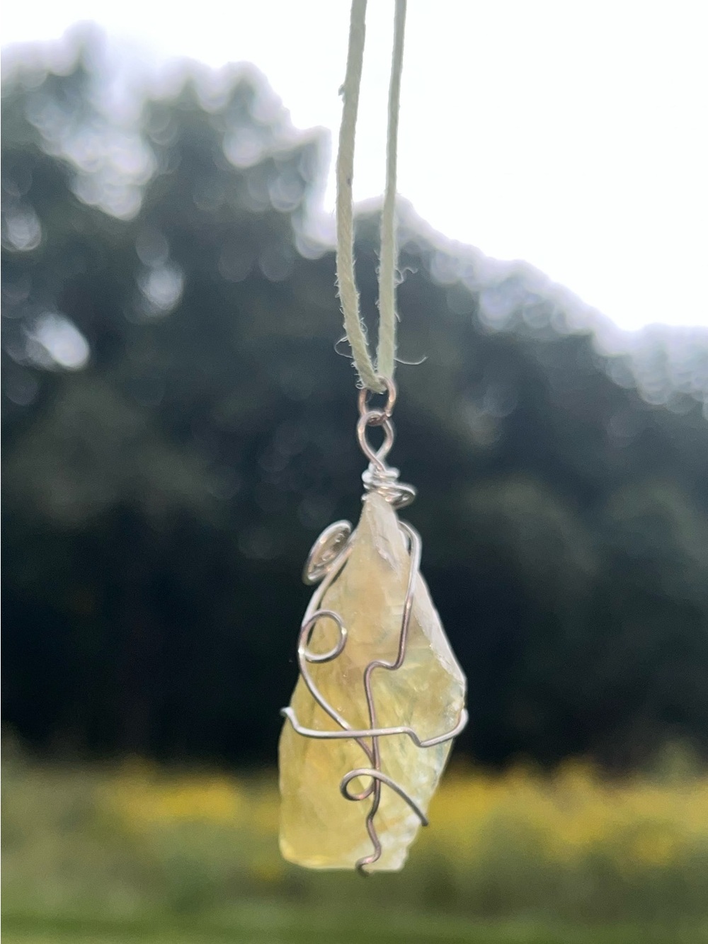 Handcrafted Raw Citrine Wire-Wrapped Crystal Pendant Necklace